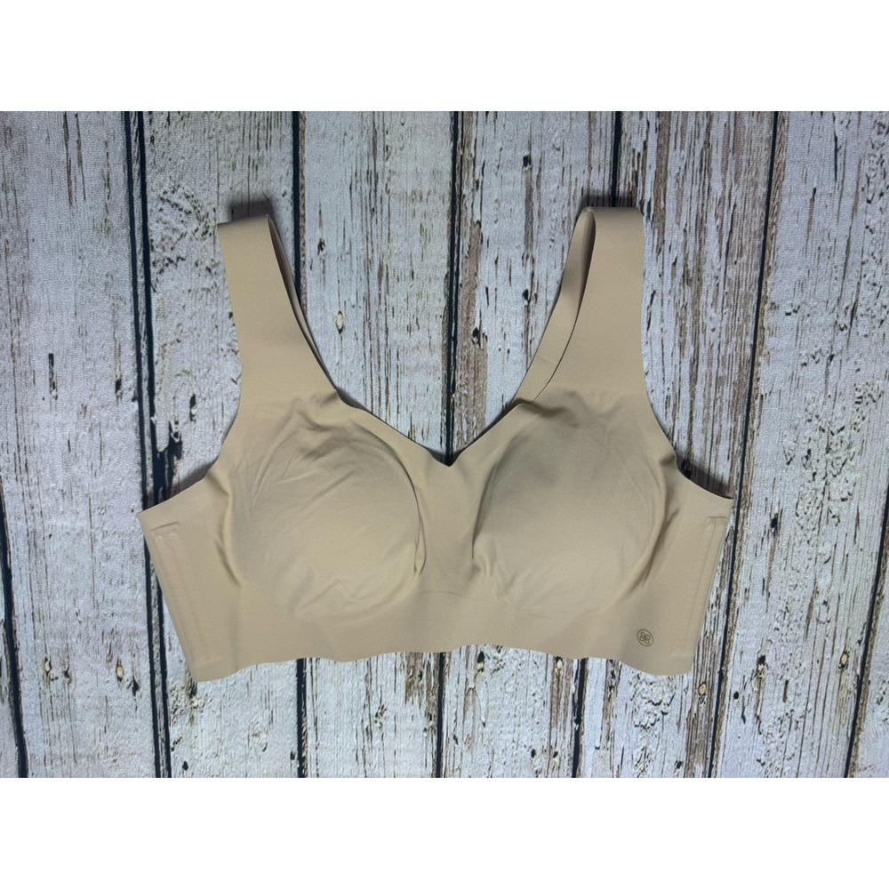 Honeylove V-Neck Bra‎ 1X Nude Wireless Sculpting Supportive Comfort